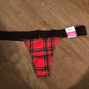 Red plaid thong. Brand new